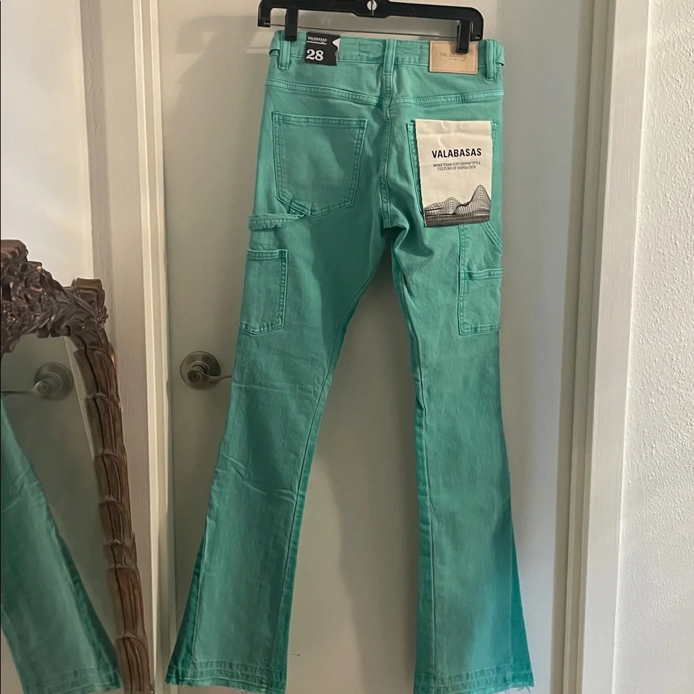 New Valabasas size 28 Revival Lt green wash cotton carpenter button fly Jean's - Picture 9 of 15